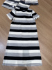 欧洲站2024夏季欧货圆领黑白宽条纹经典小众设计长款短袖长裙
