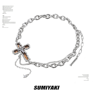 sumiyaki无性别原创设计baldwiniv怠慢十字架项链高级感锁骨链