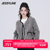 杰茜莱jessyline秋冬季灰色，小香风短款羊毛呢，气质外套女上衣
