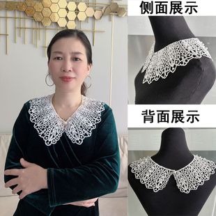 韩版镂空涤纶(珍珠蕾丝假领)披肩假领子衣领百搭款实用纽扣时尚