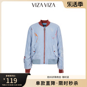 商场同款VIZA VIZA 冬季刺绣设计感短款棒球外套女