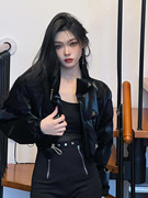 辣妹设计感金属卡扣，加厚保暖棉服，女冬季韩版短款立领黑色棉衣外套
