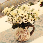 欧式田园复古彩绘陶瓷花瓶 美B式乡村客厅装饰摆件干花插花器