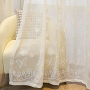 跨境窗帘白色纱帘窗纱北欧纯色，加厚白纱浮雕，蝴蝶客厅卧室成品