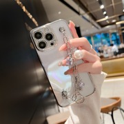 珍珠水晶吊坠链15iPhone14苹果12手机壳13电镀11软xsmax女8plus