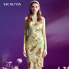 vjcolivia2024春夏，真两件长袖吊带裙艺术，碎花收腰连衣裙女装