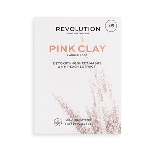revolutionskincare可生物，降解的排毒粉红色粘土，片面膜套装