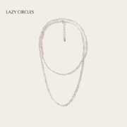 lazycircles彩虹珍珠项链天然淡水，珍珠项链多层链