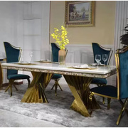 轻奢餐桌椅组合家用小户型，长方形大理石餐桌简约创意吃饭餐桌