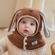 宝宝帽子秋冬婴儿帽可爱男童女童护耳帽加厚保暖儿童围巾一体冬天