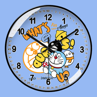 哆啦a梦电波钟儿童(钟儿童，)卧室挂钟可爱卡通，创意个性时钟卫星对时电波钟