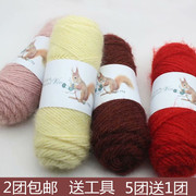 松鼠绒毛线粗线亮丝织围巾手工，编织毛衣外套羊，毛线钩针diy材料包