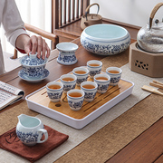 青花瓷功夫茶具家用泡茶小型中式复古风陶瓷潮汕喝茶盖碗茶杯套装