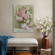 gk牡丹花瓶娇艳欲滴十字绣，印花简约现代卧室，油画客厅花瓶花卉系列
