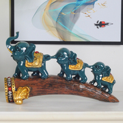 客厅玄关欧式大象摆件创意酒柜桌面装饰品三只小象家居树脂工艺品