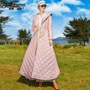 帝弗润驰2022冬季韩版粉色棉服女气质修身加厚长款棉衣外套潮