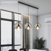 圆形烟灰色玻璃三头吊灯创意设计个性艺术灯现代简约家用餐桌吊灯