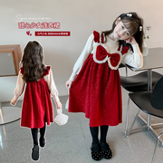 女童连衣裙秋冬季2023秋装洋气，小女孩公主裙，儿童套装裙子冬款