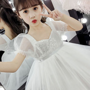 女童超仙公主裙夏2024年礼服儿童裙子夏装洋气白色蕾丝连衣裙