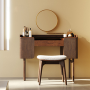 北美黑胡桃木梳妆台意式现代轻奢小户型卧室多功能实木化妆桌一体