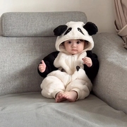 熊猫装婴儿爬爬服秋冬2023男女宝宝，连体衣婴幼儿加厚保暖哈衣