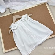 女童宝宝娃娃衫纯棉圆领翻领短袖衬衫夏季洋气儿童上衣宽松衬衣