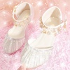 公主鞋女童水晶鞋软底婚礼服，小女孩鞋子珍珠水钻，爱莎单鞋闪亮
