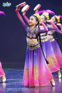 2022新疆舞蹈服维族大摆裙民族风舞台演出服儿童表演服饰舞蹈