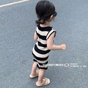巴拉巴柆韩国童装女童紧身连衣裙儿童冰丝针织吊带裙女宝宝修身条