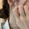 suzyacc kr韩国小众设计感绿葡萄方钻戒指女时尚个性气质食指戒