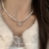 suzyacckr轻奢小众纯银，珍珠蝴蝶结项链2023气质，高级颈链