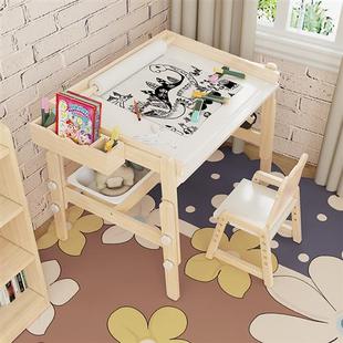实木儿童书桌写字桌家用小学生桌子凳子套装可升降学习桌