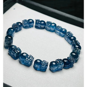 蓝晶石貔貅手链老矿天然蓝水晶手串男女款礼物，大师雕刻收藏自留