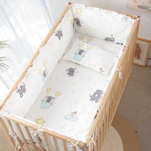 婴儿床床围纯棉宝宝床上用品套件，新生四件套防撞防摔软包儿童床品