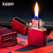 打火机zippo正版男士zppo红光漆zoppo打火机砂轮式煤油火机