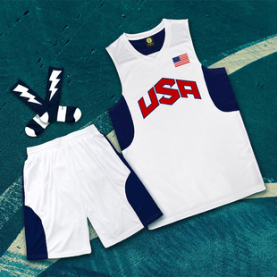 定制订做篮球服美国队梦，十空白无usa梦之队男篮，套装篮球衣队服