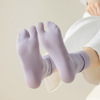 淡彩紫薄棉二指袜中筒女生，大码42分趾袜精梳棉透气吸汗防臭袜子男