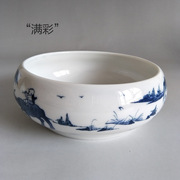 水盂茶洗小号直径16厘米青花白瓷，小茶洗德化陶瓷茶具茶道零配配件
