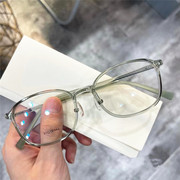 超轻TR90方形眼镜框女配近视文艺透明镜架单独鼻托不下滑绿色灰色