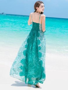 裙子女春季2024夏海边度假拍照连衣裙波西米亚超仙长裙沙滩裙