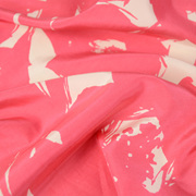 不规则几何图案霓粉红色真丝棉布料 柔软不透光泽 连衣裙衬衣面料