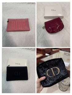 国内 Dior迪奥 黑色亮闪片化妆包 手拿包收纳包软CD包
