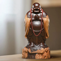 雕刻菩萨供奉客厅红木弥勒佛像