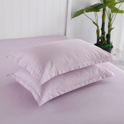 全棉纯色浅紫色双人花边床单三件套纯棉素色裙边床单有可配枕套