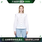 香港直邮潮奢 GANNI 甘尼 女士 白色彼得潘领衬衫 F5500