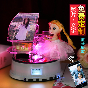七夕情人节礼物创意照片定制水晶钢琴音乐盒生日送老婆女友