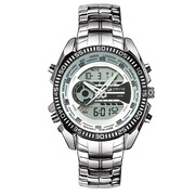 STRYVE男 多功能商务电子手表s8016时尚不锈钢圆形白色国产腕表