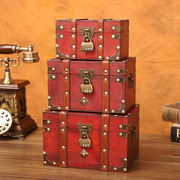 欧式复古盒子木质方形首饰盒木制复古箱子道具收纳储物工艺品