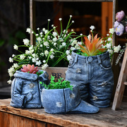花园装饰多肉花盆小号牛仔衣裤，美式乡村组合创意个性可爱庭院阳台