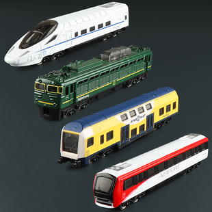 1 64合金绿皮火车蒸汽列车和谐号高铁地铁仿真汽车模型男孩子玩具